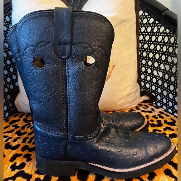 DAN POST Navy Blue Cowboy Boots Upper Leather Western Men or Women - Picture 4 of 6